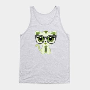 Kitten Nerd - Green Tank Top